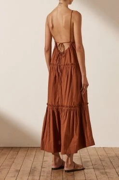 Shona Joy DRESSES KAIA PLUNGED BACKLESS MIDI DRESS - PAPRIKA