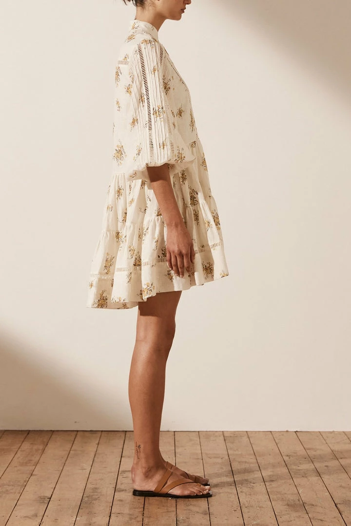 Shona Joy LILA LINEN PIN TUCK TUXEDO MINI DRESS DRESSES