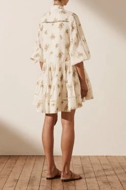 Shona Joy LILA LINEN PIN TUCK TUXEDO MINI DRESS DRESSES