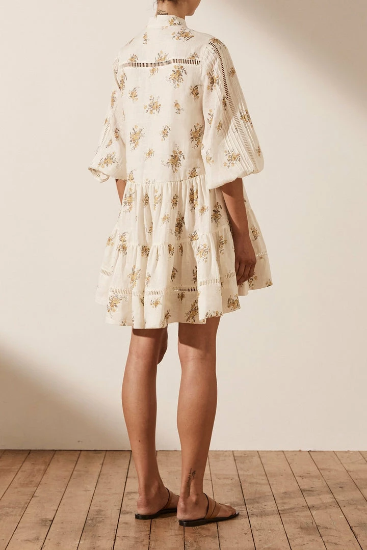 Shona Joy LILA LINEN PIN TUCK TUXEDO MINI DRESS DRESSES