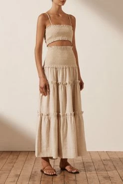 Shona Joy FIONA SHIRRED BRALETTE - OATMEAL