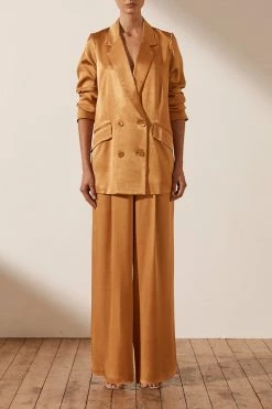 Shona Joy TOPS ALMA DOUBLE BREASTED BLAZER - TURMERIC