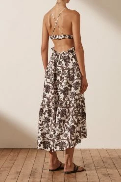 Shona Joy DRESSES DAHLIA LINEN BACKLESS MIDI DRESS