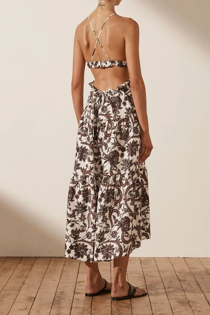 Shona Joy DRESSES DAHLIA LINEN BACKLESS MIDI DRESS