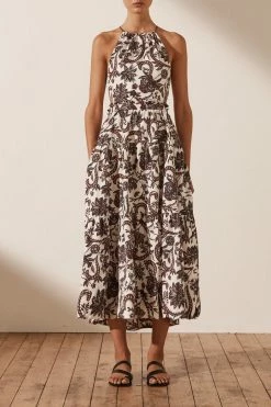 Shona Joy DRESSES DAHLIA LINEN BACKLESS MIDI DRESS