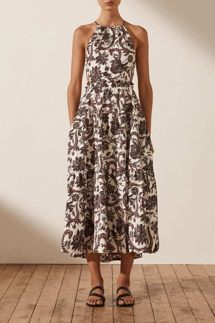 Shona Joy DRESSES DAHLIA LINEN BACKLESS MIDI DRESS