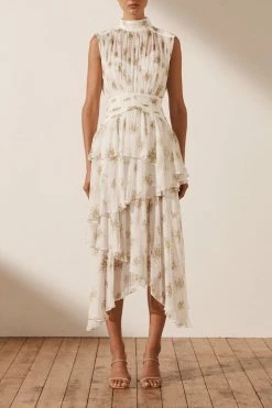 Shona Joy JULIETA SLEEVELESS RUCHED MIDI DRESS