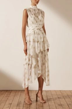 Shona Joy JULIETA SLEEVELESS RUCHED MIDI DRESS