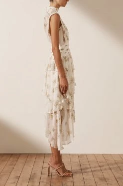 Shona Joy JULIETA SLEEVELESS RUCHED MIDI DRESS