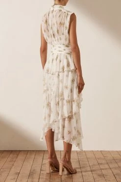 Shona Joy JULIETA SLEEVELESS RUCHED MIDI DRESS