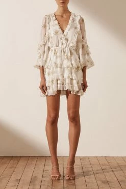 Shona Joy JULIETA BALLOON SLEEVE FRILL MINI DRESS EVENTS