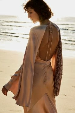 Shona Joy LA LUNE BACKLESS MAXI DRESS - DESERT ROSE