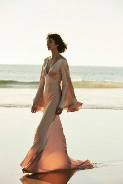 Shona Joy LA LUNE BACKLESS MAXI DRESS - DESERT ROSE