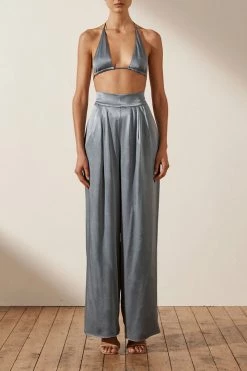 Shona Joy LA LUNE TRIANGLE BRALETTE - BLUE SMOKE TOPS