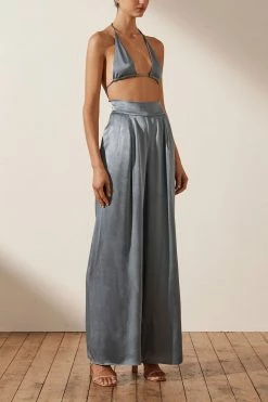 Shona Joy LA LUNE TRIANGLE BRALETTE - BLUE SMOKE TOPS