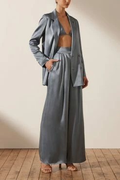 Shona Joy LA LUNE DOUBLE BREASTED BLAZER - BLUE SMOKE