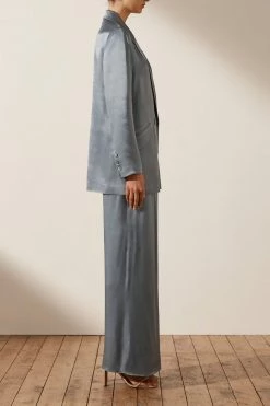 Shona Joy LA LUNE DOUBLE BREASTED BLAZER - BLUE SMOKE