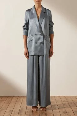 Shona Joy LA LUNE DOUBLE BREASTED BLAZER - BLUE SMOKE