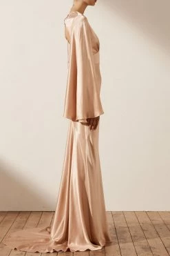 Shona Joy LA LUNE BACKLESS MAXI DRESS - DESERT ROSE