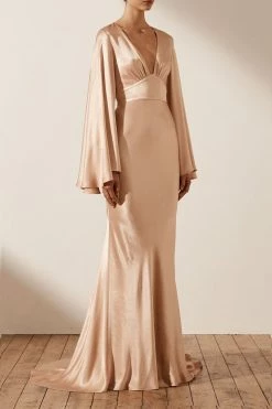Shona Joy LA LUNE BACKLESS MAXI DRESS - DESERT ROSE