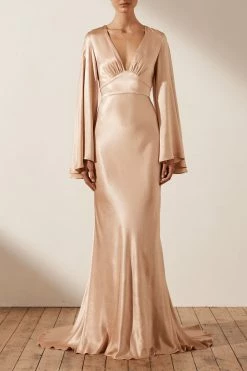 Shona Joy LA LUNE BACKLESS MAXI DRESS - DESERT ROSE