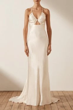 Shona Joy LA LUNE RUCHED BODICE MAXI DRESS - CREAM