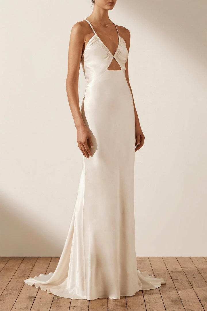 Shona Joy LA LUNE RUCHED BODICE MAXI DRESS - CREAM