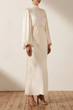 Shona Joy LA LUNE OPEN BACK WRAP MIDI DRESS - CREAM Wedding