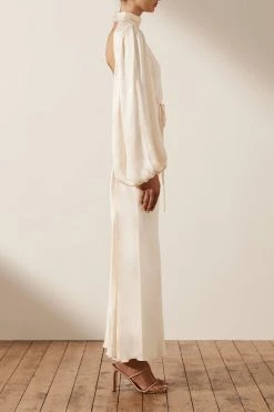 Shona Joy LA LUNE OPEN BACK WRAP MIDI DRESS - CREAM Wedding