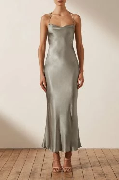 Shona Joy DRESSES LA LUNE BACKLESS BIAS MIDI DRESS - SAGE