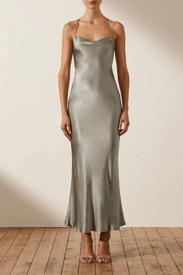 Shona Joy DRESSES LA LUNE BACKLESS BIAS MIDI DRESS - SAGE