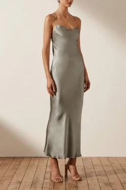 Shona Joy DRESSES LA LUNE BACKLESS BIAS MIDI DRESS - SAGE