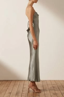 Shona Joy DRESSES LA LUNE BACKLESS BIAS MIDI DRESS - SAGE