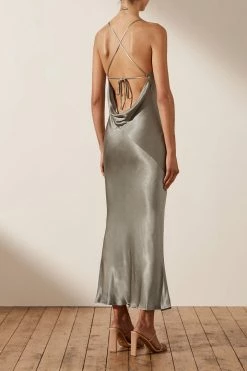 Shona Joy DRESSES LA LUNE BACKLESS BIAS MIDI DRESS - SAGE