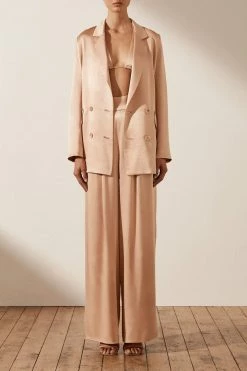 Shona Joy LA LUNE DOUBLE BREASTED BLAZER - DESERT ROSE