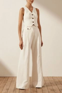 Shona Joy PRISCILA HIGH WAISTED TAILORED PANT - RICE
