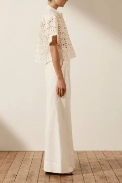 Shona Joy TOPS FRYDA LINEN SHORT SLEEVE SHIRT - RICE