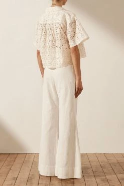 Shona Joy TOPS FRYDA LINEN SHORT SLEEVE SHIRT - RICE