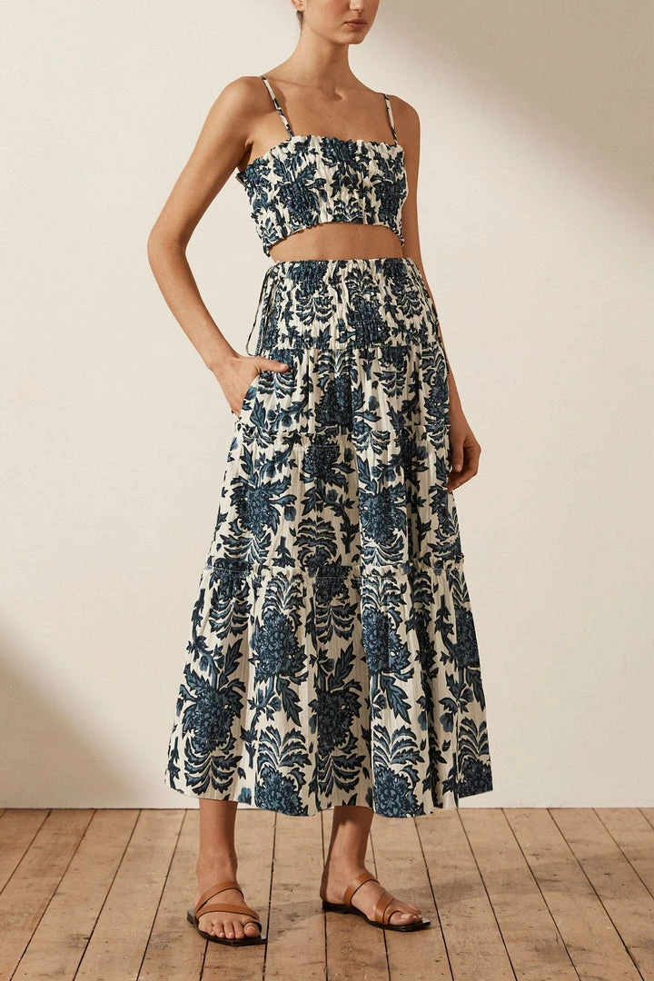 Shona Joy SKIRTS DIANA SHIRRED TIERED MIDI SKIRT