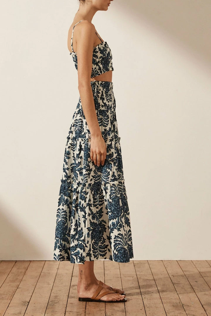 Shona Joy SKIRTS DIANA SHIRRED TIERED MIDI SKIRT