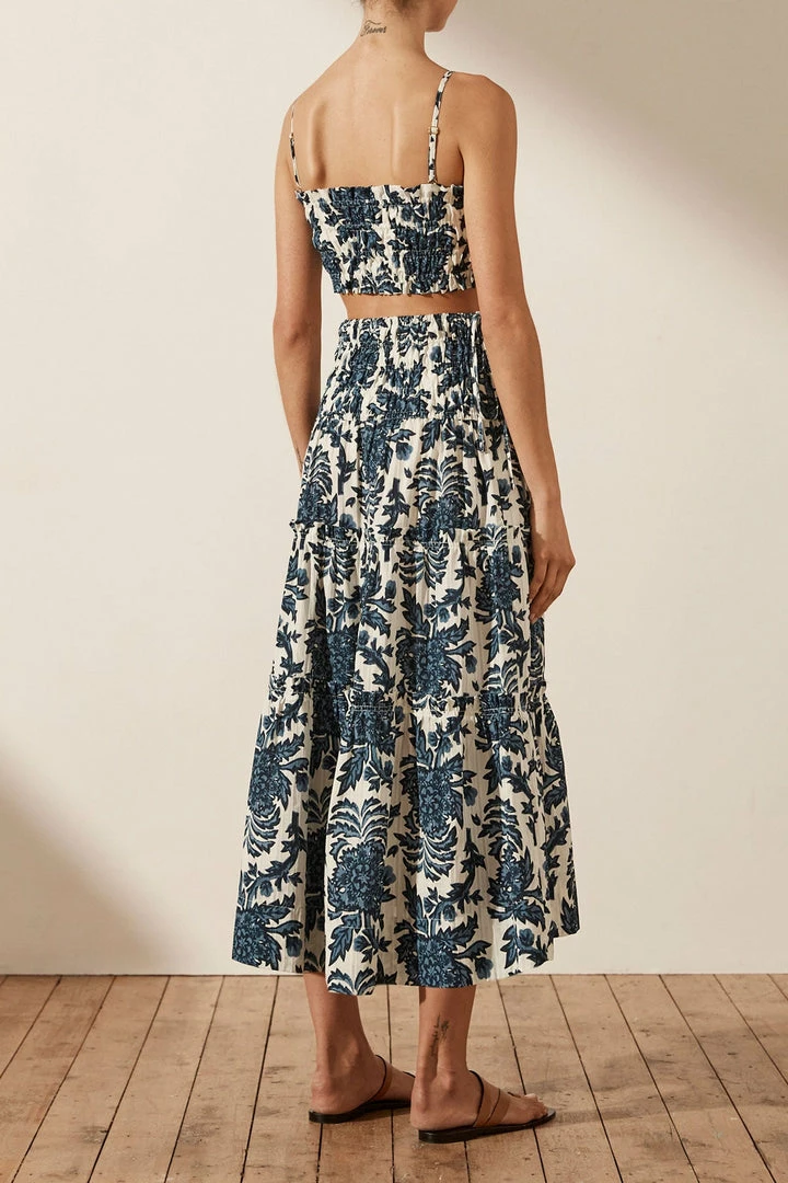 Shona Joy SKIRTS DIANA SHIRRED TIERED MIDI SKIRT