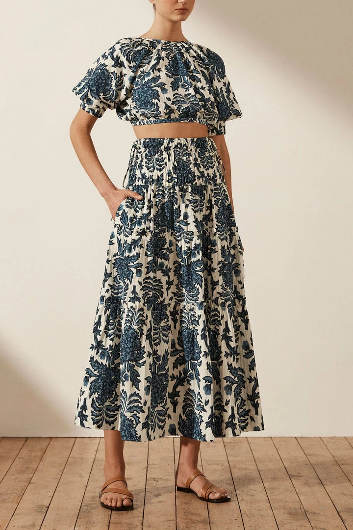 Shona Joy DIANA OPEN BACK BALLOON SLEEVE CROP TOP