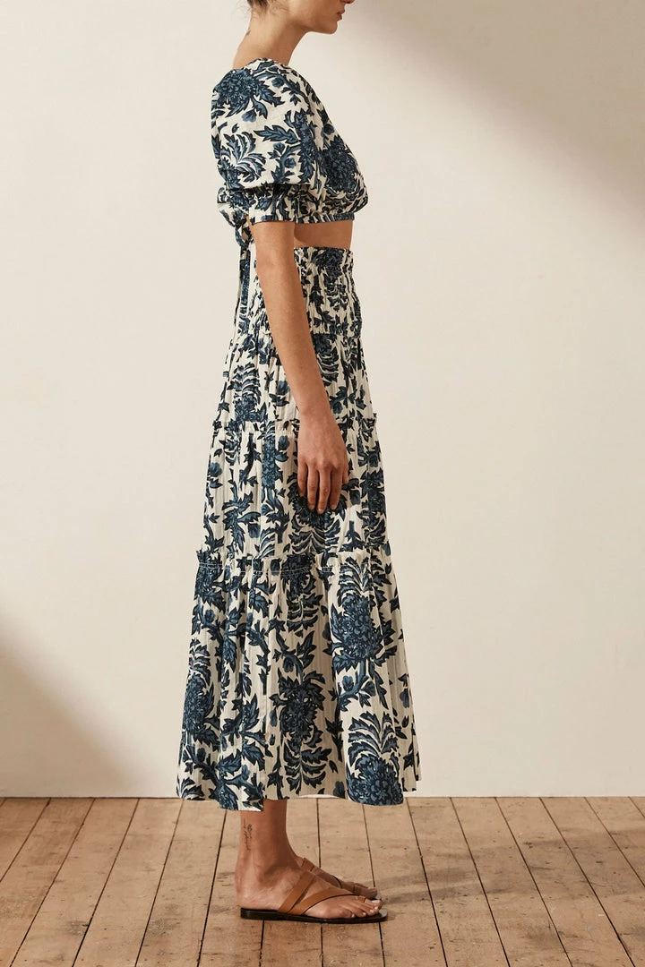 Shona Joy DIANA OPEN BACK BALLOON SLEEVE CROP TOP