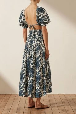 Shona Joy DIANA OPEN BACK BALLOON SLEEVE CROP TOP