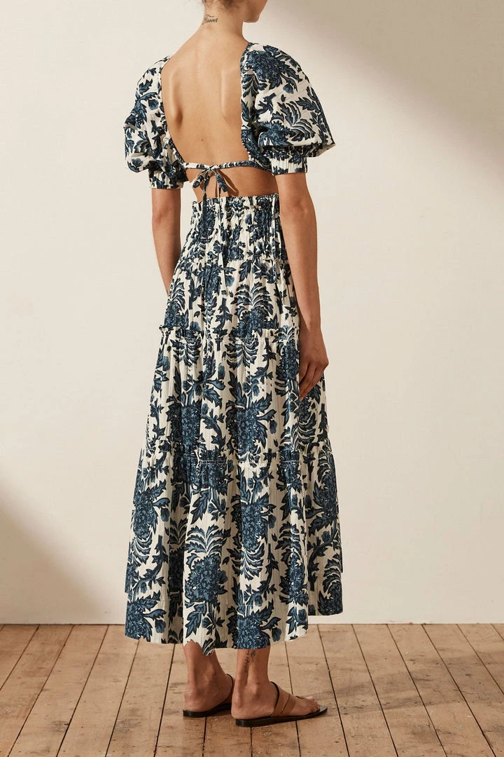 Shona Joy DIANA OPEN BACK BALLOON SLEEVE CROP TOP