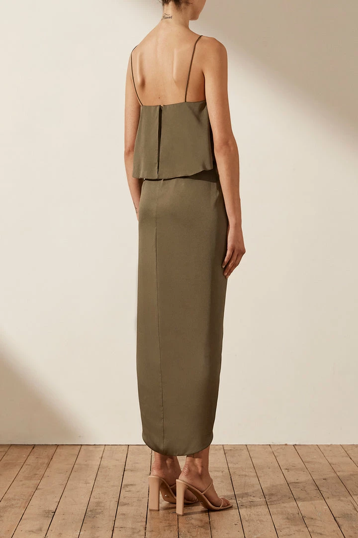 Shona Joy LUXE COCKTAIL FRILL DRESS - PINE DRESSES