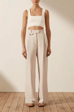 Shona Joy IVY HIGH WAISTED TAILORED PANT - BONE