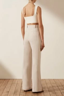 Shona Joy IVY HIGH WAISTED TAILORED PANT - BONE