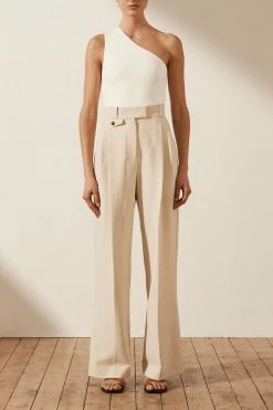 Shona Joy TOPS BASIC ONE SHOULDER TOP - IVORY