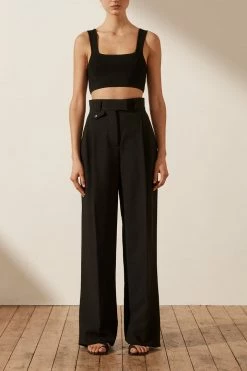 Shona Joy SHORTS & PANTS IVY HIGH WAISTED TAILORED PANT - BLACK